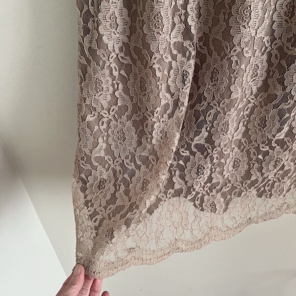 Gather & Gown Brown Lace Mini Slip Dress sz 16 Wedding Bridesmaid Party Fairy - Picture 7 of 8